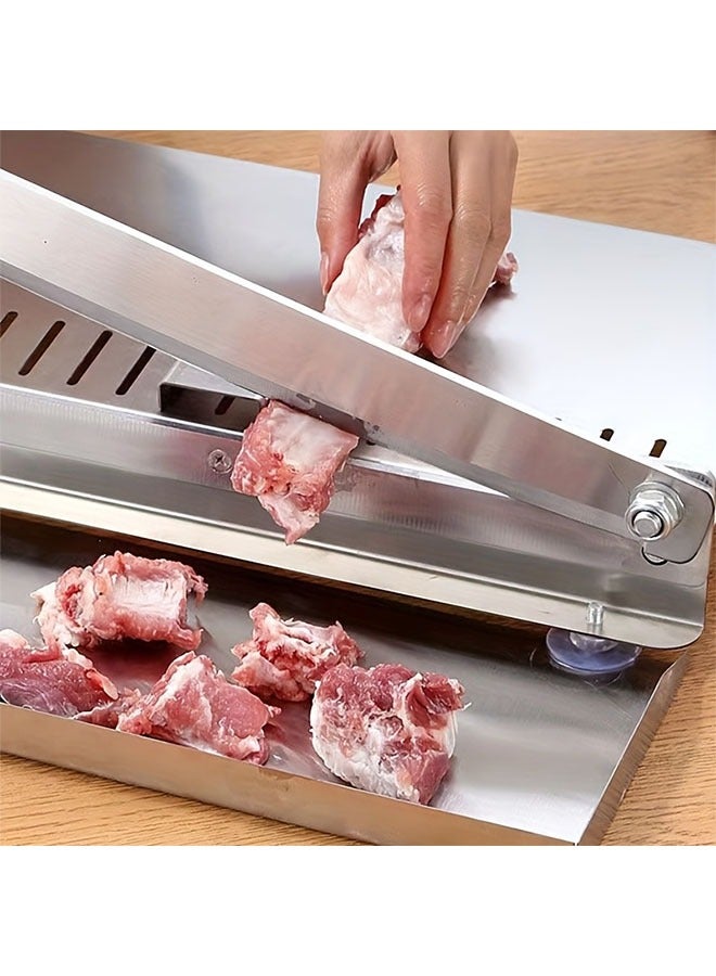 هومستر مقطع شرائح يدوي من الفولاذ المقاوم للصدأ مقطع قطع قاطع قطع سكين سهل التنظيف من الفولاذ المقاوم للصدأ مقطع شرائح يدوي مناسب لقطع اللحم المجمدة، الخضروات والعظام، أداة مطبخ مثالية - Image 2