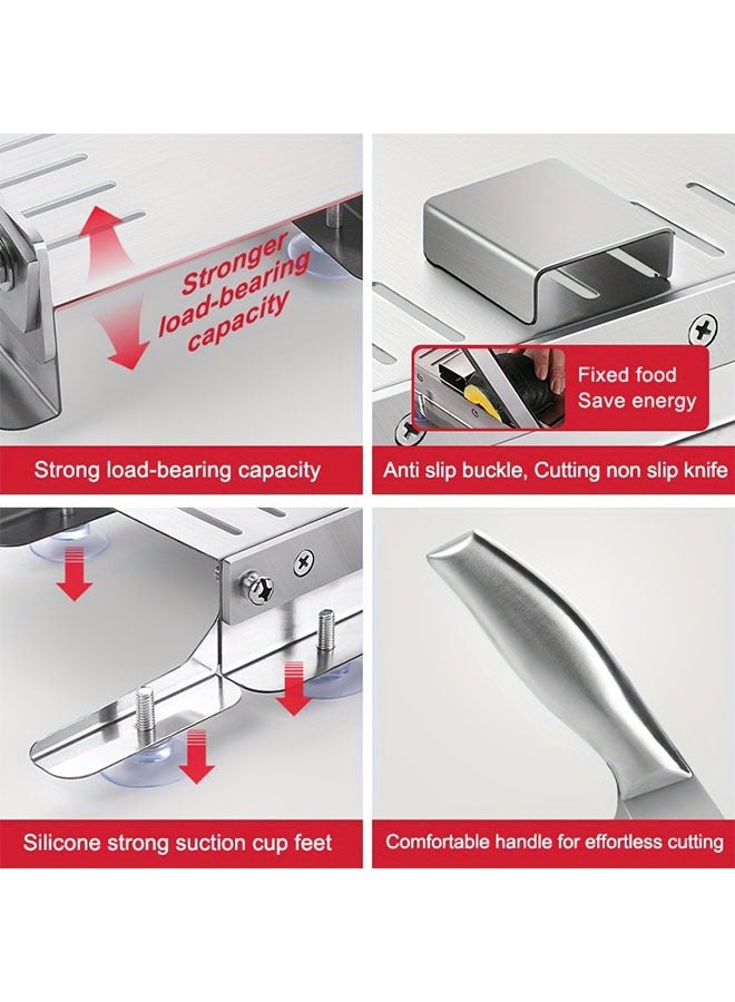 هومستر مقطع شرائح يدوي من الفولاذ المقاوم للصدأ مقطع قطع قاطع قطع سكين سهل التنظيف من الفولاذ المقاوم للصدأ مقطع شرائح يدوي مناسب لقطع اللحم المجمدة، الخضروات والعظام، أداة مطبخ مثالية - Image 4