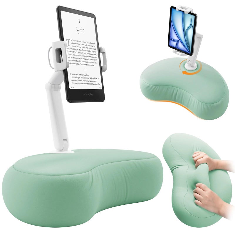 SAIJI Kindle Stand for Bed iPad Tablet Pillow Holder with Flexible Dual Axis Arm Microbead Cushion 360 Adjustable Lap Beanbag Phone Holder Fits Devices with 47156 Screens Cyan - Image 2