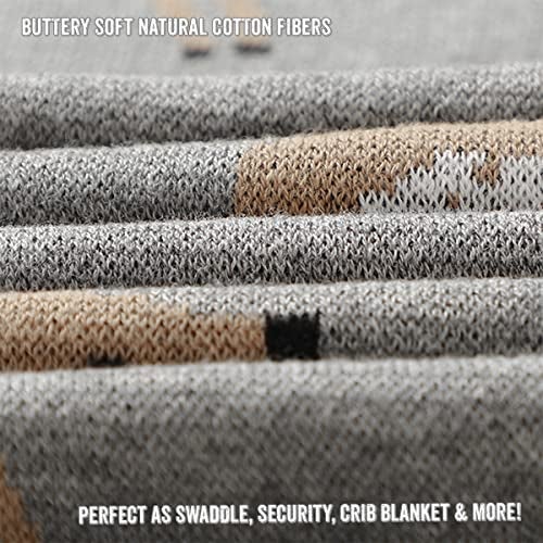 Bleu La La Knit Baby Swaddle Blanket - 100% Cotton Soft Cozy Receiving Swaddling Crib Stroller Quilt Blanket for Shower Gift Registry for Newborns, Infants, Toddlers, Unisex (Deer - Grey) - Image 5