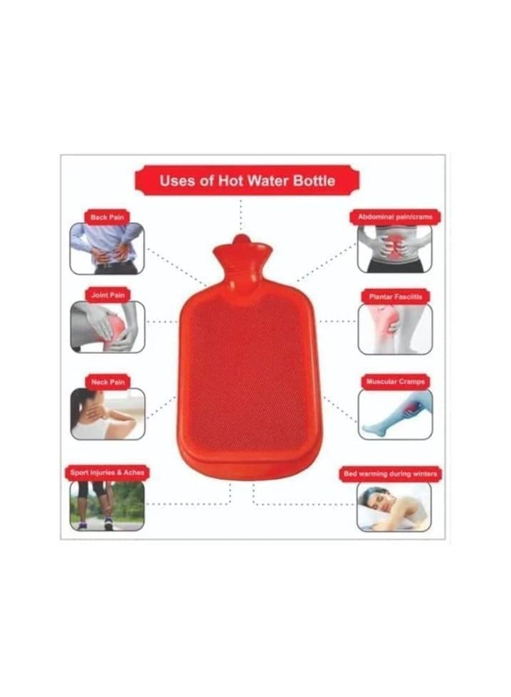 إسكدنيا كيس ماء ساخن في العلاجات الساخنة والباردة، كيس ماء ساخن سعة 2 لتر  لتخفيف آلام الرقبة والكتف، لون أحمر لتدفئة أقدام اليد. - Image 2