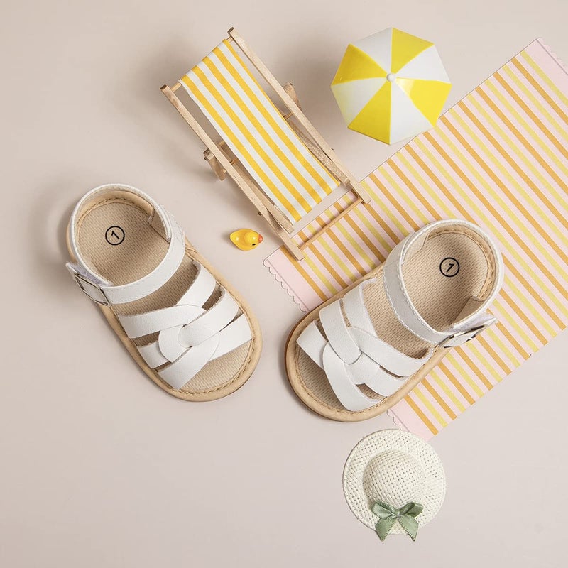 Babelvit Infant Baby Girl Boy Sandals Comfort Premium Summer Outdoor Casual Beach Shoes with Flower Bowknot Anti Slip Rubber Sole Newborn Toddler Prewalker First Walking Shoes - Image 3