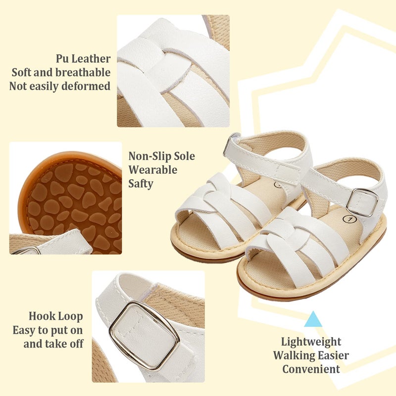 Babelvit Infant Baby Girl Boy Sandals Comfort Premium Summer Outdoor Casual Beach Shoes with Flower Bowknot Anti Slip Rubber Sole Newborn Toddler Prewalker First Walking Shoes - Image 5
