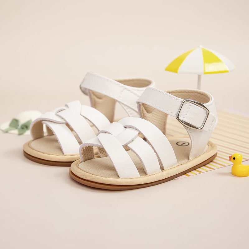 Babelvit Infant Baby Girl Boy Sandals Comfort Premium Summer Outdoor Casual Beach Shoes with Flower Bowknot Anti Slip Rubber Sole Newborn Toddler Prewalker First Walking Shoes - Image 4
