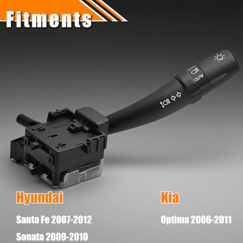 Quivimoro Headlight Dimmer Turn Signal Switch Fit for Hyundai Santa Fe 2007-2012, Hyundai Sonata 2009-2010, Kia Optima 2006-2011, No Fog Light, Replace OE# CBS1772 1S11420 934102B101 934102B101CA - Image 2