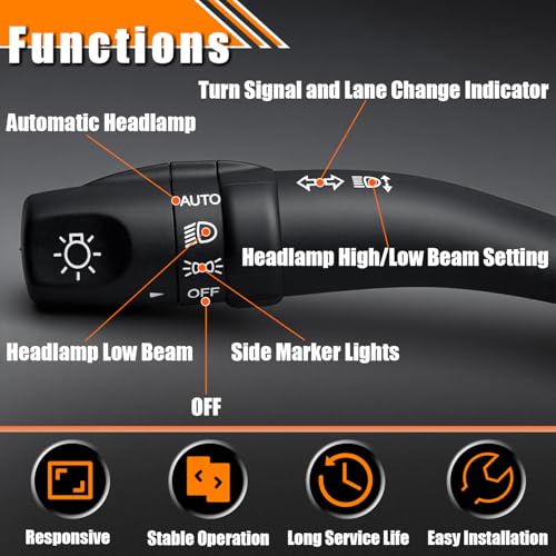 Quivimoro Headlight Dimmer Turn Signal Switch Fit for Hyundai Santa Fe 2007-2012, Hyundai Sonata 2009-2010, Kia Optima 2006-2011, No Fog Light, Replace OE# CBS1772 1S11420 934102B101 934102B101CA - Image 5