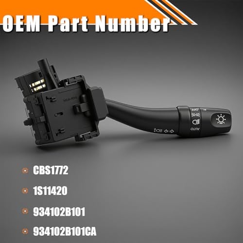 Quivimoro Headlight Dimmer Turn Signal Switch Fit for Hyundai Santa Fe 2007-2012, Hyundai Sonata 2009-2010, Kia Optima 2006-2011, No Fog Light, Replace OE# CBS1772 1S11420 934102B101 934102B101CA - Image 3