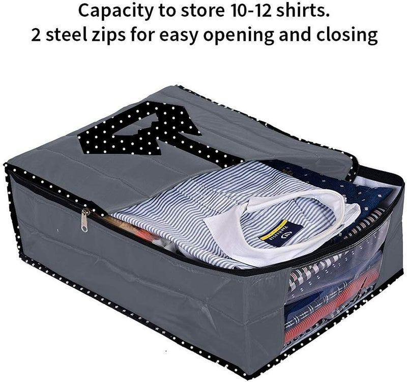 UNICRAFTS Unicrafts Shirt Cover Non Woven Foldable Shirt Cover Storage Organizer Garment Cover Cloth Storage Bag Suit Cover Tshirt Trousers Jeans Clothes Wardrobe Organizer Clothing Organiser Pack of 4 Pc Black  - Image 2