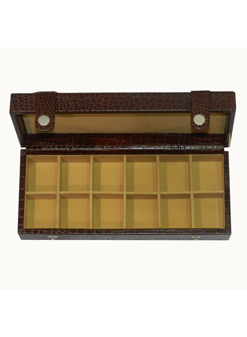 LAVERI LEATHER Laveri Cufflink Storage Display Box with Ring Holder Showcase for Store Display, Jewelry Show & Home ~ Jewelry Tray Organizer  - Image 3