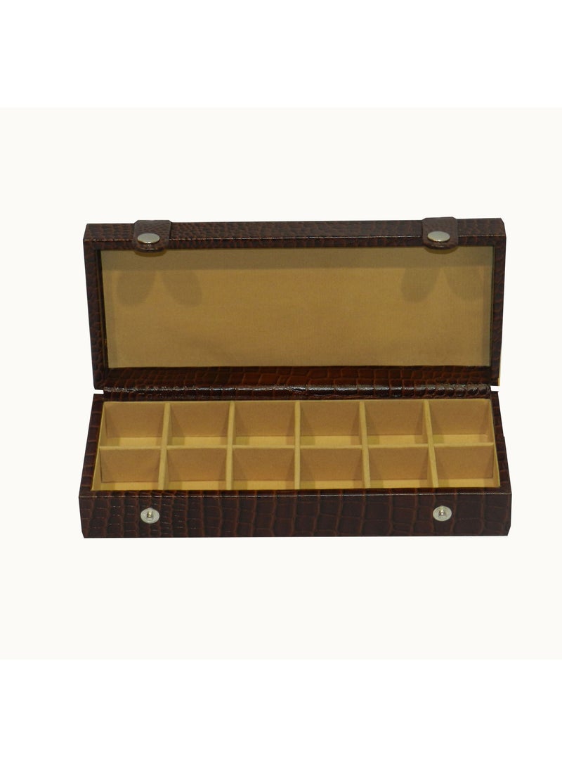 LAVERI LEATHER Laveri Cufflink Storage Display Box with Ring Holder Showcase for Store Display, Jewelry Show & Home ~ Jewelry Tray Organizer  - Image 1