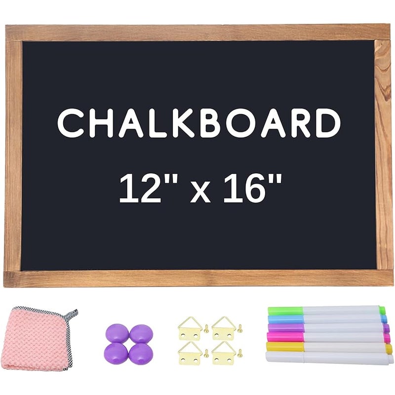 KOOLDE Magnetic Chalkboard 12'' x 16'' Hanging Framed Wall Chalkboard, Wood Frame Board Sign Blackboard for Kids, Home, Office, Restaurant - Image 1