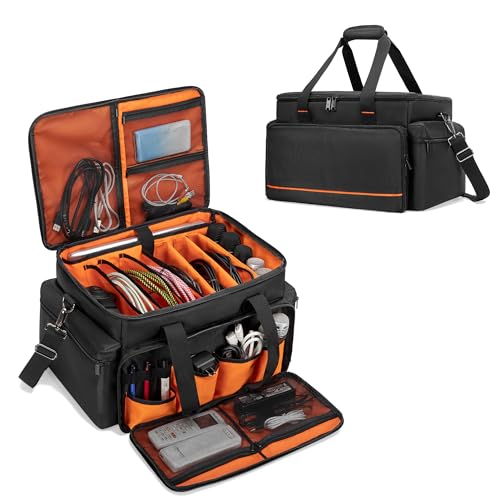 Trunab DJ Cable File Bag with Adjustable Dividers, 15.6'' Laptop Sleeve, Travel Musicians Gig Organizer Bag for DJ Gear, Music equipment and Accessories - Image 1