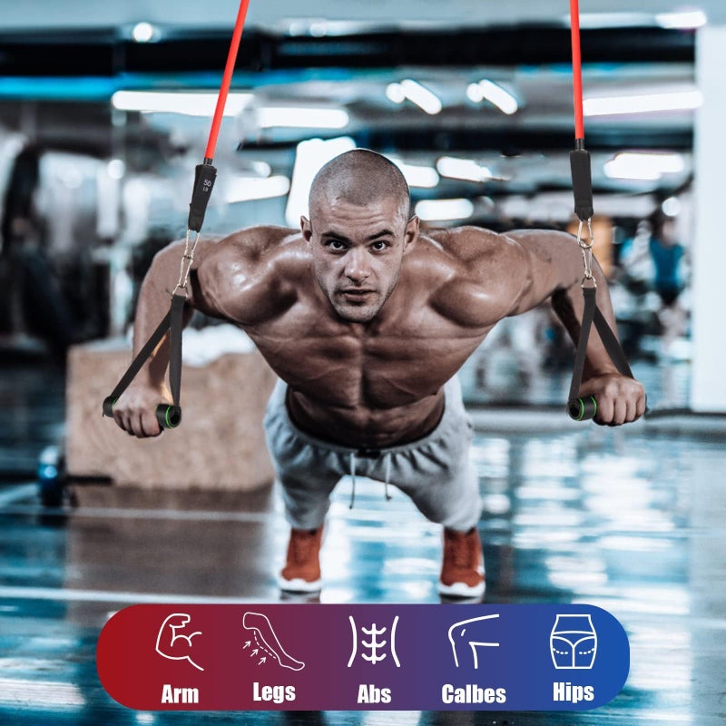 WIKDAY Exercise Resistance Bands with Handles for Working Out, 150 Lbs Multicolor Workout Bands Set with Door Anchor for Physical Therapy, Yoga, Pilates - Image 3