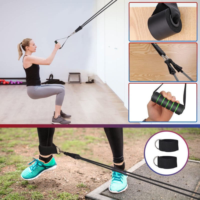 WIKDAY Exercise Resistance Bands with Handles for Working Out, 150 Lbs Multicolor Workout Bands Set with Door Anchor for Physical Therapy, Yoga, Pilates - Image 4