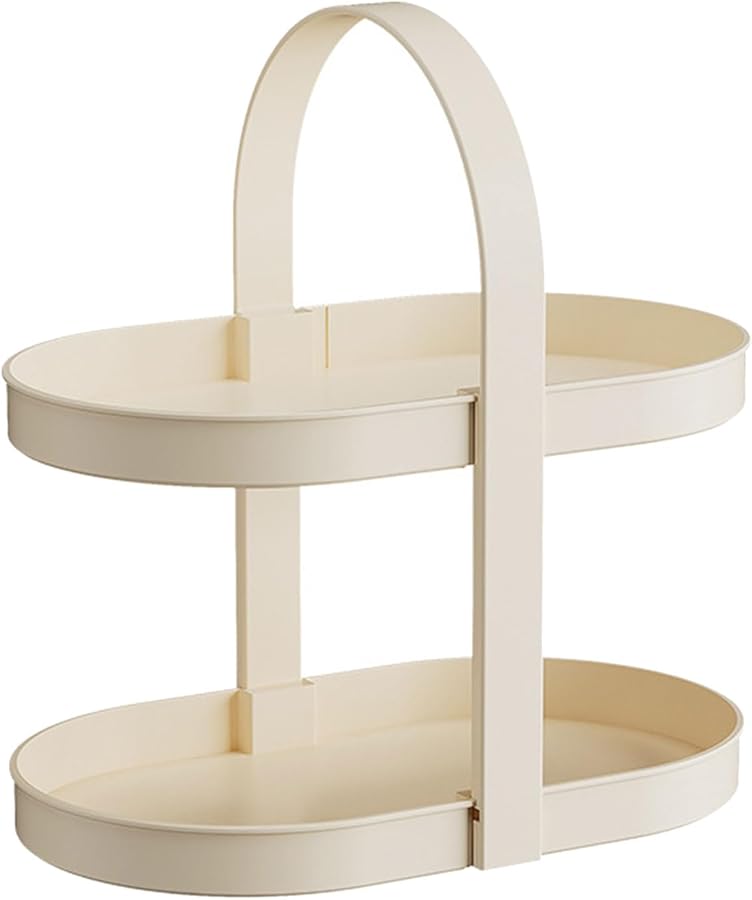 منظم مكياج أبيض كريمي قابل للإزالة رف تخزين لترتيب مكتب الجمال المكتبي - Image 1