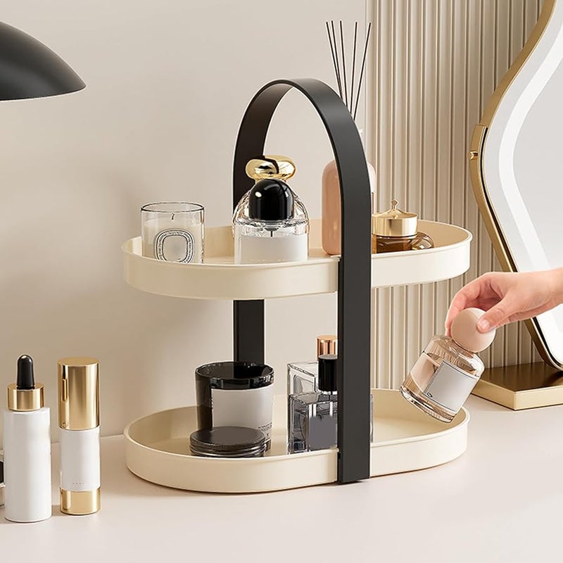 منظم مكياج أبيض كريمي قابل للإزالة رف تخزين لترتيب مكتب الجمال المكتبي - Image 3