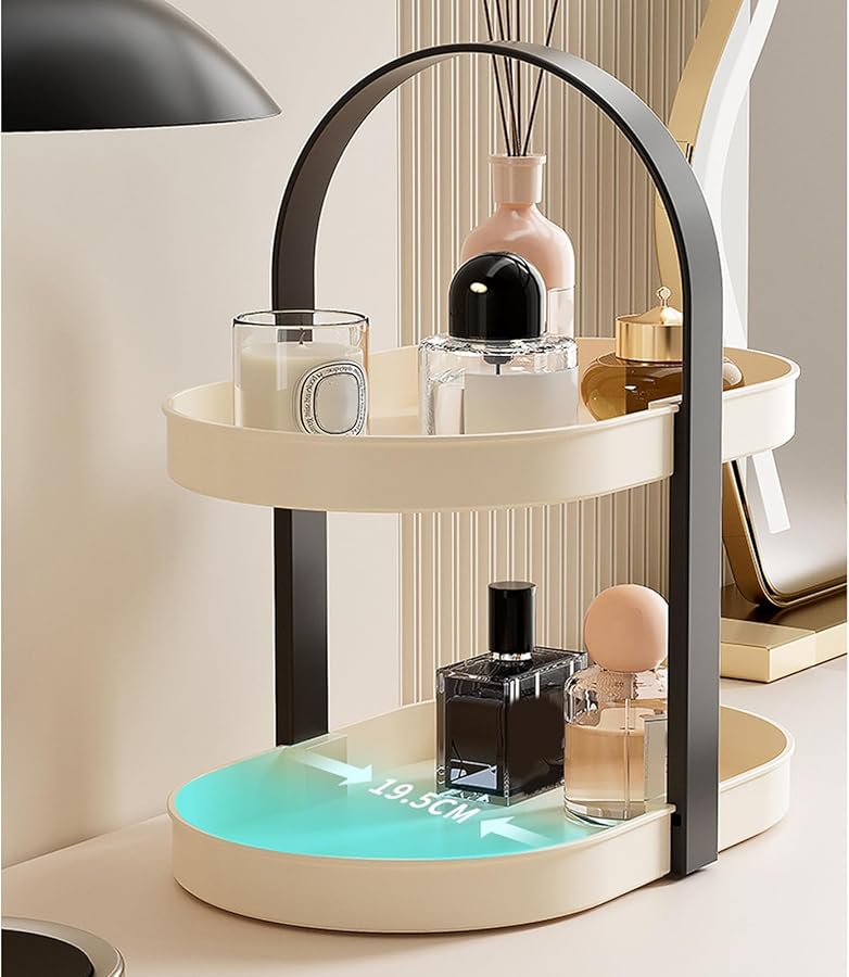 منظم مكياج أبيض كريمي قابل للإزالة رف تخزين لترتيب مكتب الجمال المكتبي - Image 4