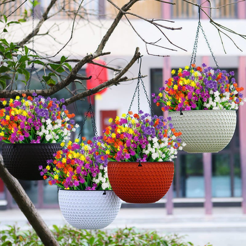 Lnoicy 20pcs Artificial Fake Flowers Plastic Flowers for Outdoor Decoration  UV Resistant Faux Flowers Shrubs  Artificial Plants for Indoor Outside Garden Home Wedding Farmhouse(5 Color) - Image 4