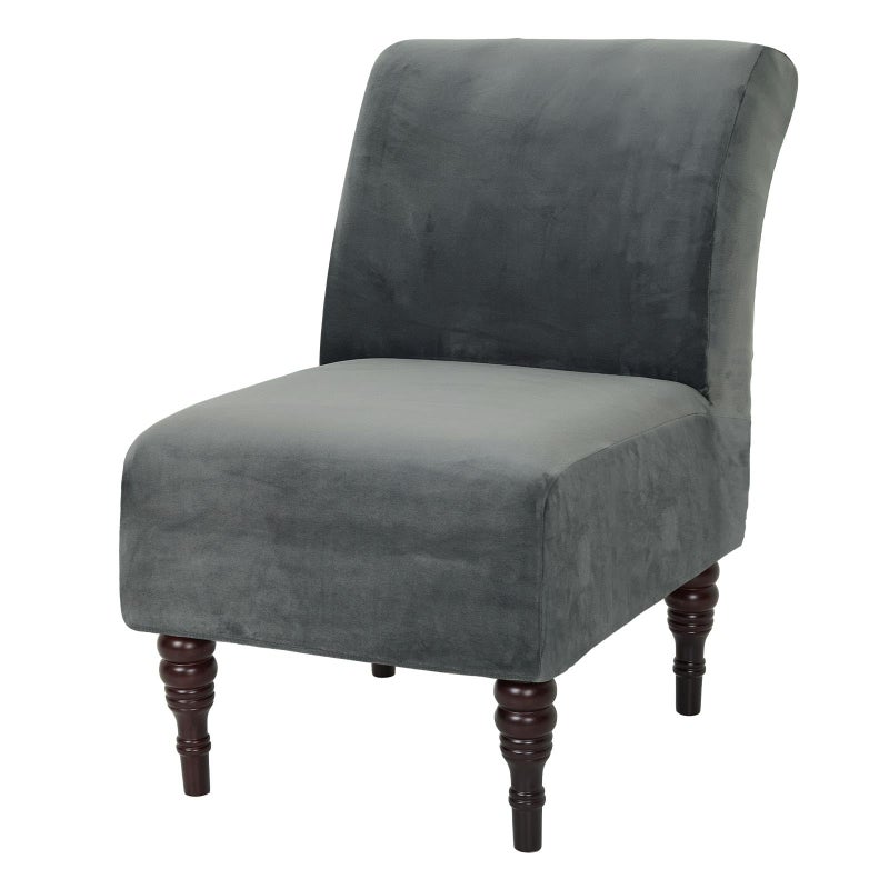 XIAROGEE Velvet Armless Accent Chair Cover Soft Stretch Accent Chair Slipcovers Without Arms Removable Armless Chair Furniture Protector Covers for Living RoomDining RoomHotel Dark Grey 1 - Image 2
