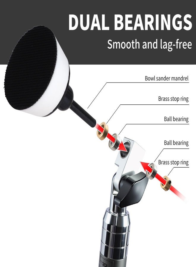 RUITOOL Bowl Sander Tool Kit with Dual Bearing Head - Lathe Tools with 1" - 3" Hook & Loop Sanding Discs, 75 Piece Sandpaper (60 to 320 Grit), Backing Pads with Foam Interface & Metal Handle - Image 3