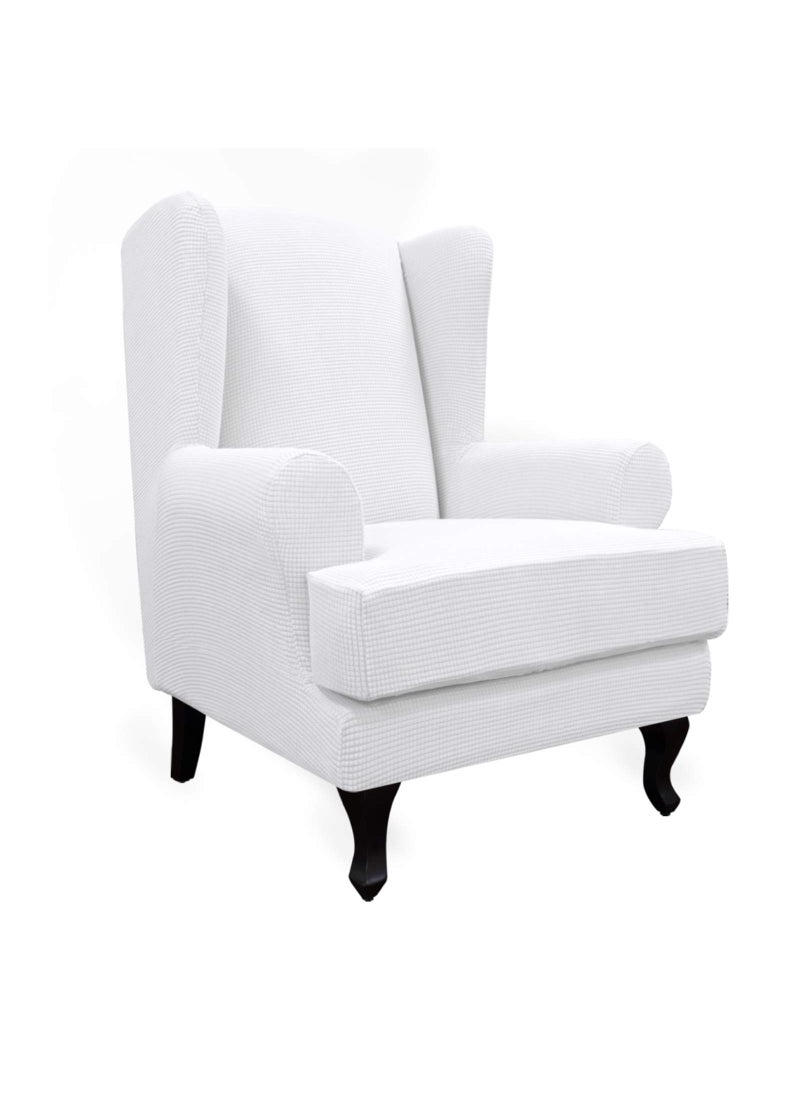 Easy-Going EasyGoing Stretch Wingback Chair Sofa Slipcover 2Piece Sofa Cover Furniture Protector Couch Soft with Elastic Bottom Spandex Jacquard Fabric Small Checks Snow White 