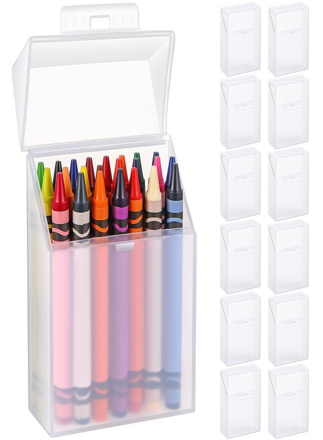 Clabby 12 Pcs Plastic Clear Crayon Box Clear Bulk Holds 24 Crayons Boxes Wth Hinged Lid and Snap Closure for Pens School Office Supplies Organization - Image 1