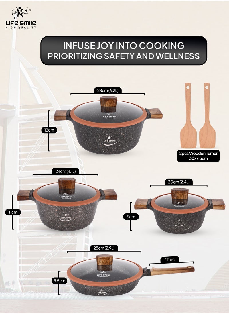 10-Piece Cookware Set - Induction Compatible Cooking Set, Titanium Granite Non Stick Coating 100% PFOA FREE, Kitchen Pots and Pans with Bakelite Stay Cool Handles (Brown) - pzsku/Z683C53E1C1A84958C480Z/45/_/1730093195/a3843c9a-7894-4590-ac0d-56cad078a508