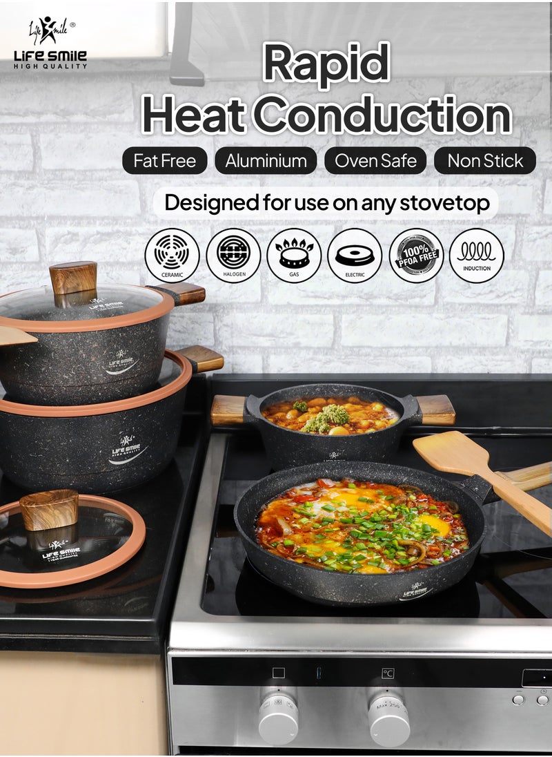 10-Piece Cookware Set - Induction Compatible Cooking Set, Titanium Granite Non Stick Coating 100% PFOA FREE, Kitchen Pots and Pans with Bakelite Stay Cool Handles (Brown) - pzsku/Z683C53E1C1A84958C480Z/45/_/1730093206/2fe04465-6e43-4056-b560-ddfaad458879