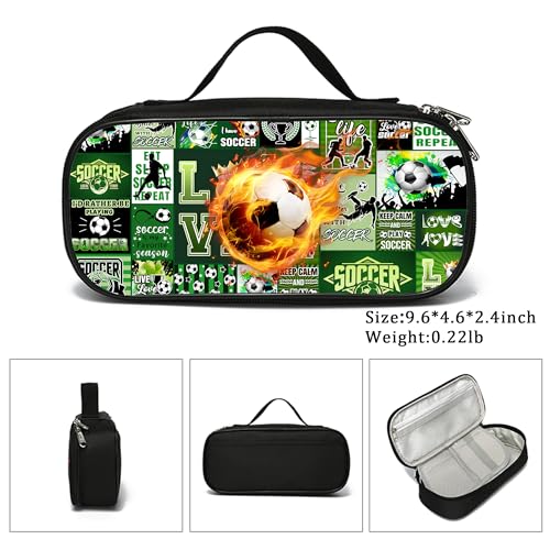 ROVOZAR Soccer Ball Pencil Case for Boys Girls, Sport Pencil Box for Kids Soccer Pen Bag, Large Football Pencil Pouch with Zipper Compartments for Office School - Image 5