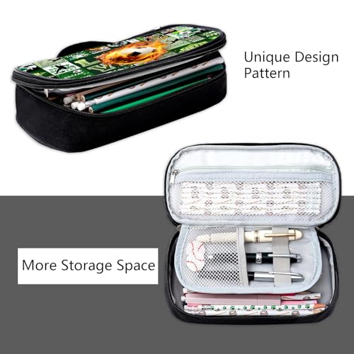 ROVOZAR Soccer Ball Pencil Case for Boys Girls, Sport Pencil Box for Kids Soccer Pen Bag, Large Football Pencil Pouch with Zipper Compartments for Office School - Image 4