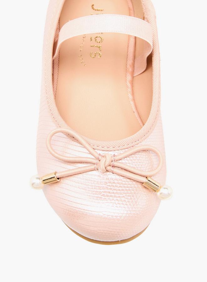 JUNIORS Girls Bow Detail Ballerina Shoes - Image 4