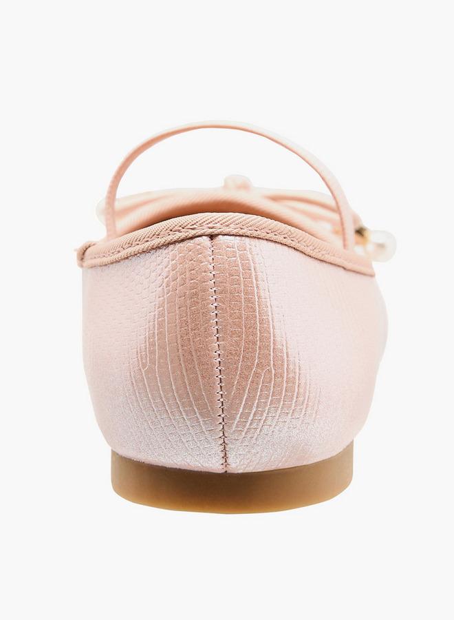 JUNIORS Girls Bow Detail Ballerina Shoes - Image 5