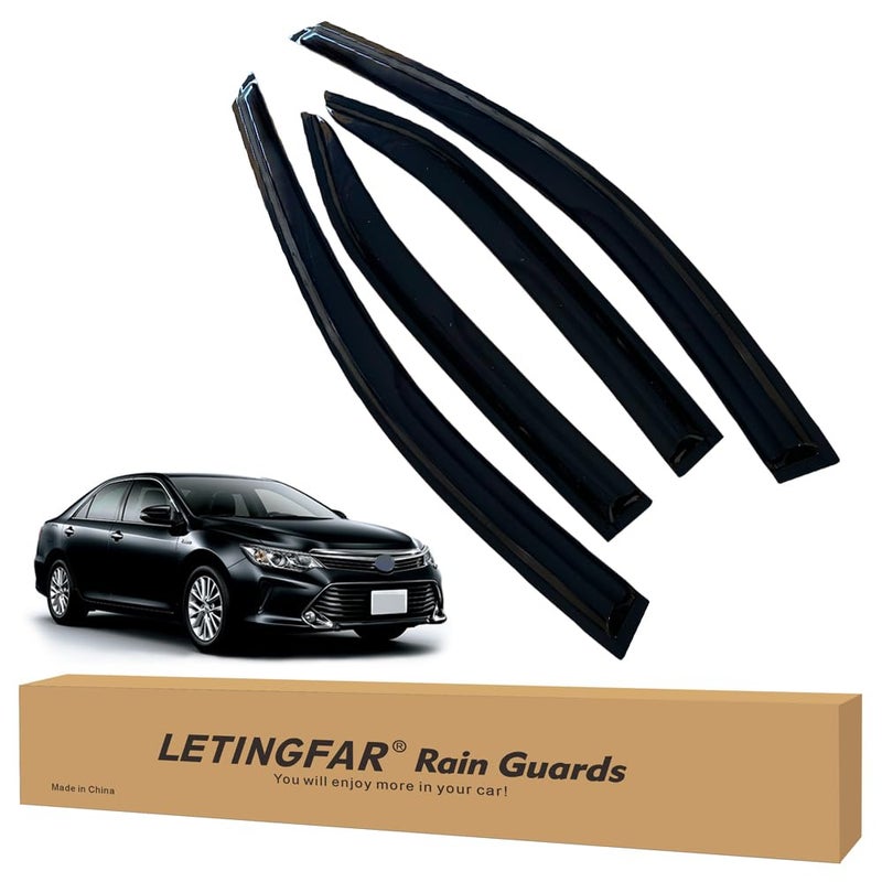 حراس النوافذ LETINGFAR لحماية المطر لسيارة تويوتا كامري 2007 2008 2009 2010 2011 ملحقات واقيات الرياح وظلال التهوية لسيارة تويوتا كامري