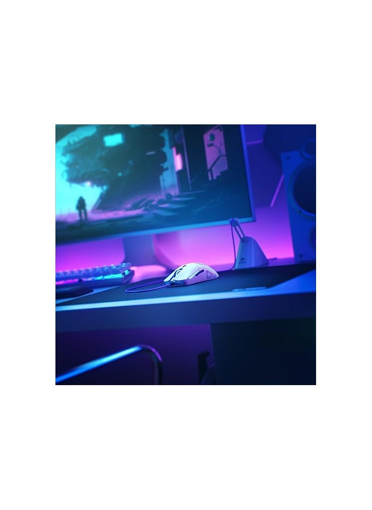 Generic - Glorious Model O Wired Gaming Mouse - RGB 67g Lightweight Ergonomic - Backlit Honeycomb Shell Design Mice (Matte White) - Image 1