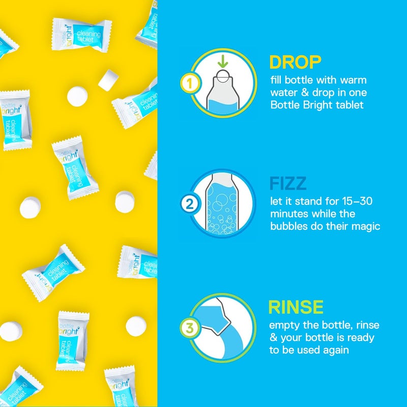 Bottle Bright 36 Tablets - EPA Safer Choice Certified, Clean Stainless Steel, Thermos, Tumbler, Insulated, Plastic and Reusable Water Bottles â€“Bottle Bright Cleaning Tablets are Easy and Safe to Use - Image 5