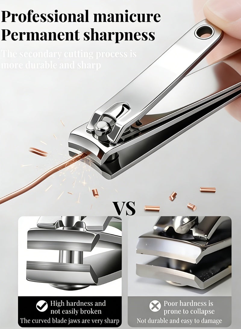 مجموعة مانيكير 19 في 1 مع مقص أظافر، مجموعة قص أظافر احترافية من الفولاذ المقاوم للصدأ للرجال والنساء، أدوات كاملة للعناية بالأظافر مع حقيبة سفر، مثالية لأظافر القدمين، الباديكير، الاستخدام المنزلي أو أثناء السفر، أسود - Image 2