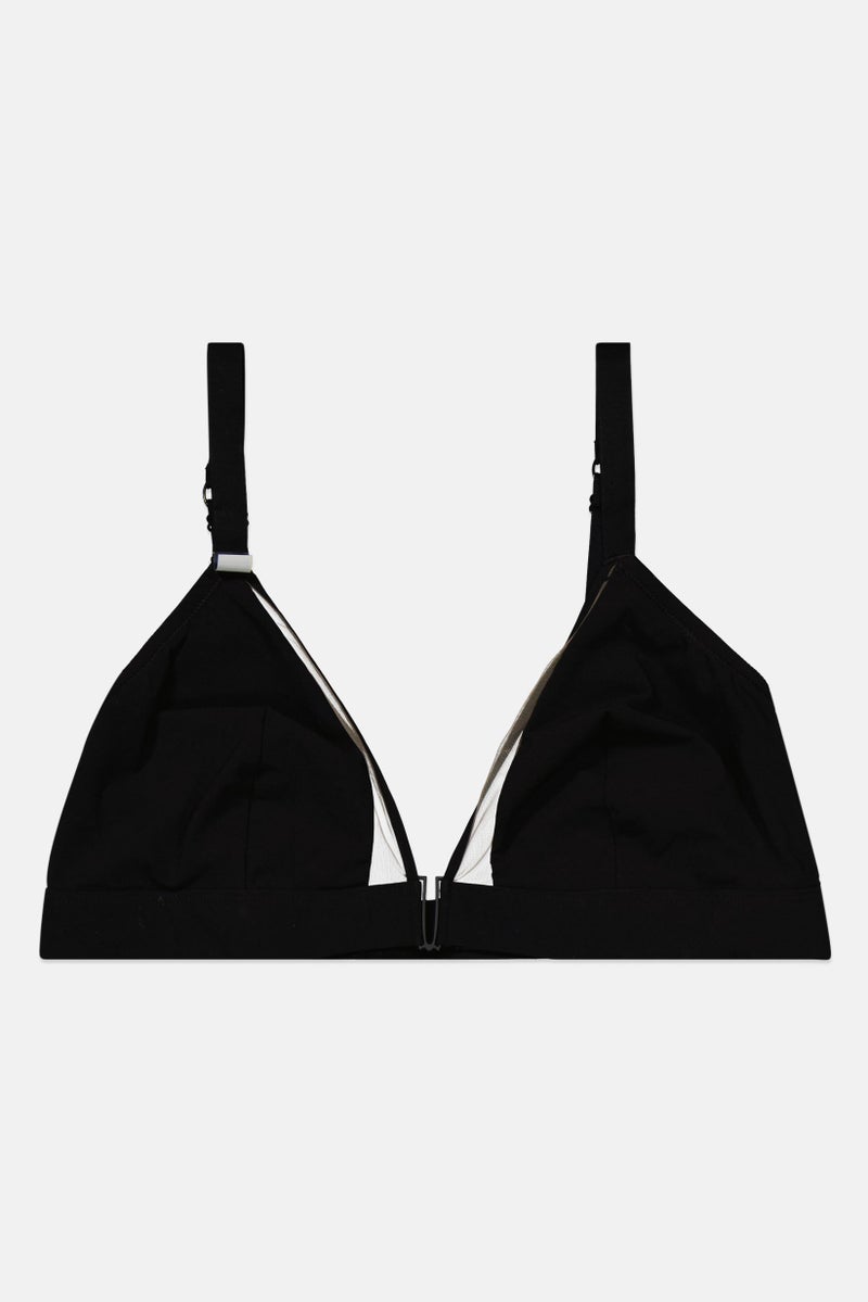 Etam Women Plain Non Padded Triangle Bra, Black - Image 1