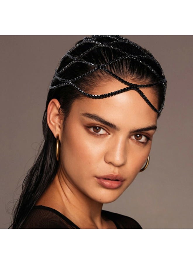 Vijiv 1920s Flapper Headpiece for Women Roaring 20s Great Gatsby Accessories Crystal Rhinestone Head Pieces Wedding Headbands for Bride Black - Image 5