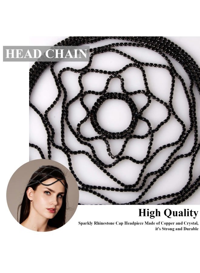 Vijiv 1920s Flapper Headpiece for Women Roaring 20s Great Gatsby Accessories Crystal Rhinestone Head Pieces Wedding Headbands for Bride Black - Image 3