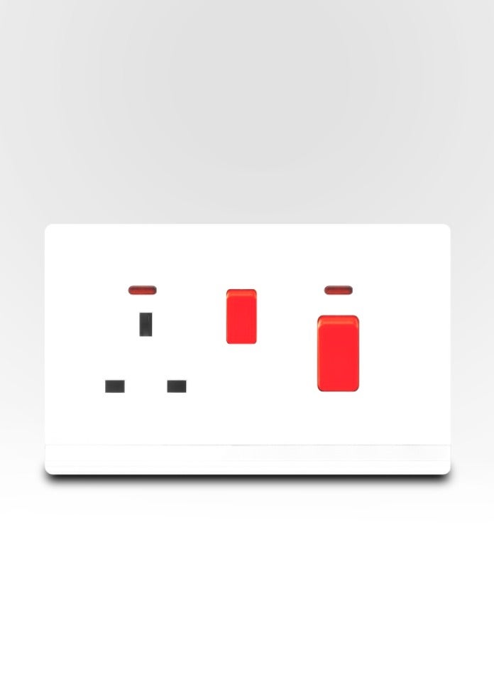 Vmax 45A Cooker Control Unit with Integrated 13A 2 Gang Socket Switch & LED Indicators - Image 2