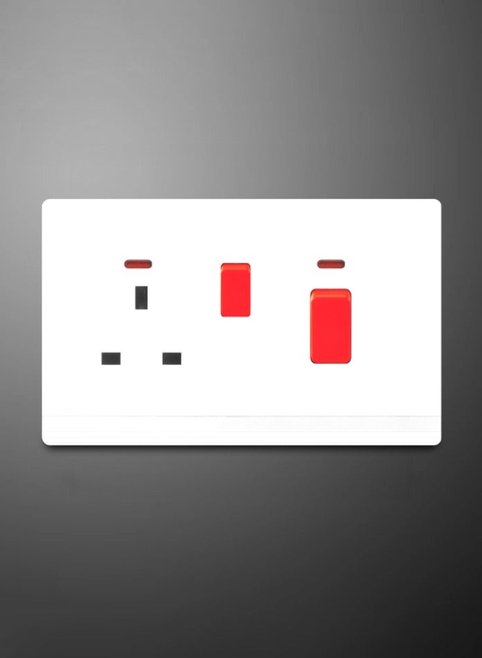 Vmax 45A Cooker Control Unit with Integrated 13A 2 Gang Socket Switch & LED Indicators - Image 3
