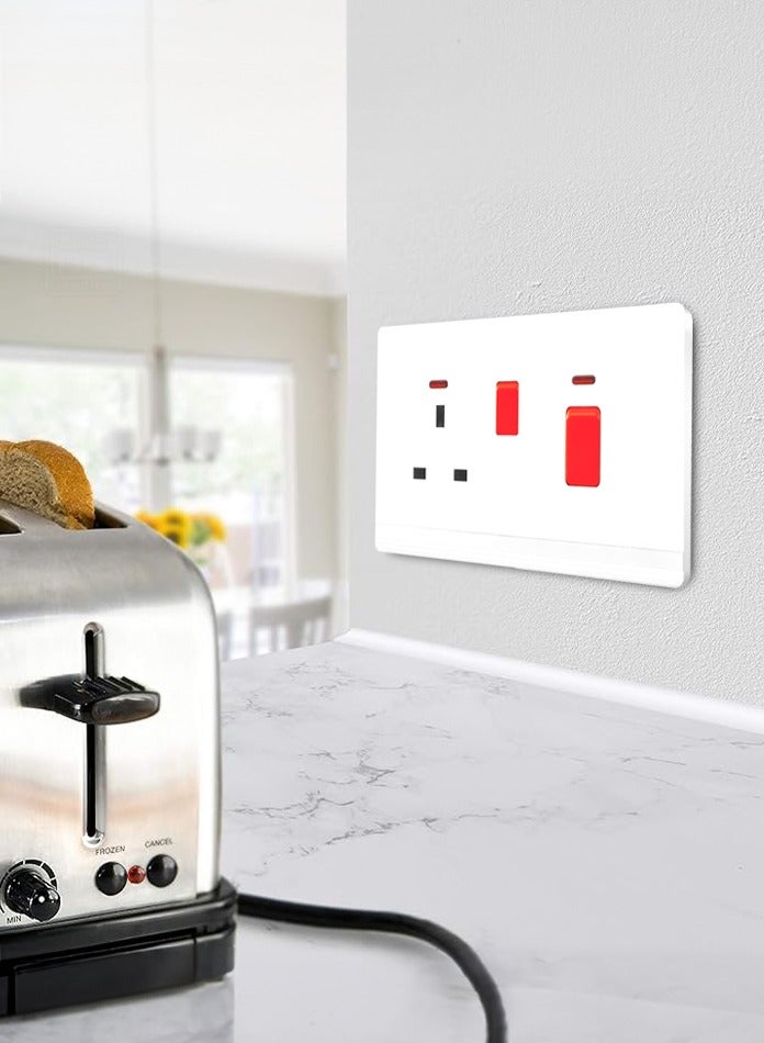 Vmax 45A Cooker Control Unit with Integrated 13A 2 Gang Socket Switch & LED Indicators - Image 4