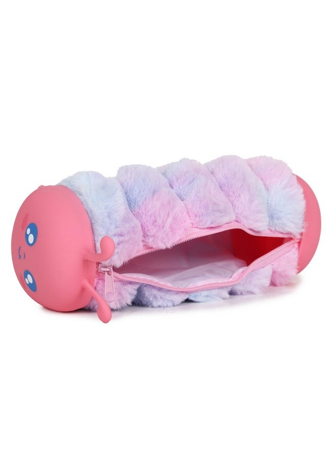Samvardhan SAMVARDHAN Cute Animal Plush Pencil Case for Kids and Girls - Soft and Adorable Caterpillar, Unicorn, and Bear Design, School Supplies (Pink) - Image 4
