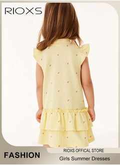 RIOXS Girls A-line Dress with Adorable Pattern, Colorful Button Up Sleeveless Dress, Wonderful Summer Dresses for Girls, Comfortable to Wear, Great Gift Choice for Girls  - Image 2