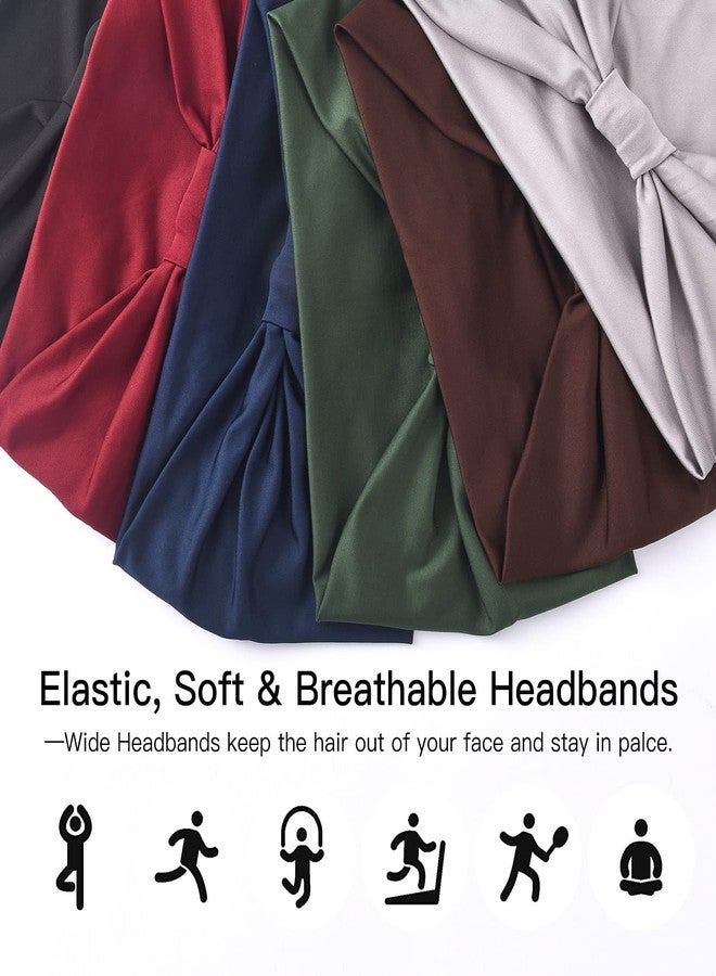 يشان عصابات رأس عريضة من يشان للنساء، عصابة رأس كبيرة على شكل باندانا أفريقية، مانعة للانزلاق، مناسبة لليوغا والجري والرياضة والتمارين الرياضية، عصابة رأس سميكة، عبوة من 6 قطع - Image 4