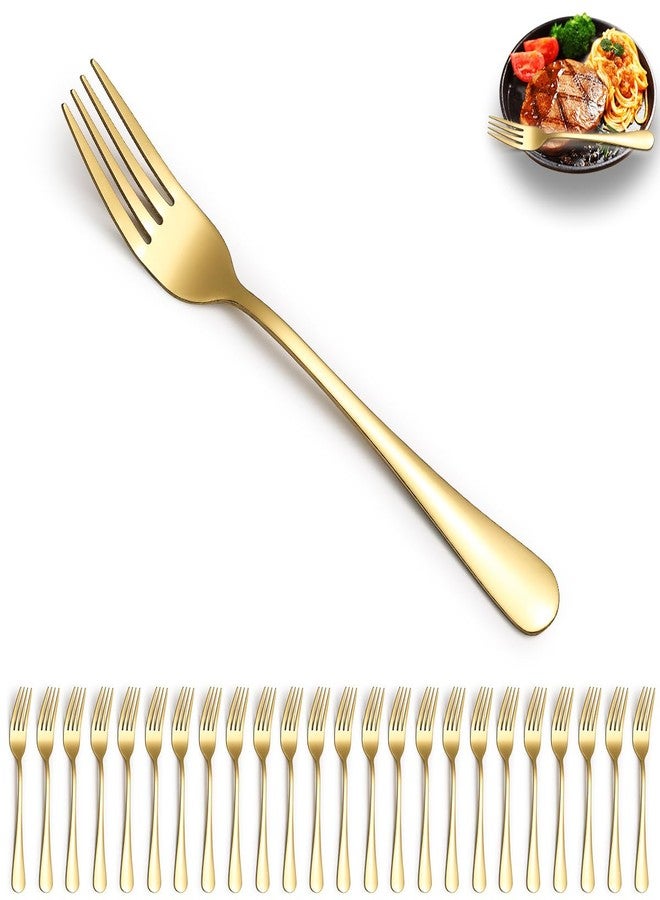 ReaNea Gold Dinner Forks 24 Pieces, Stainless Steel Titanium Gold Plating Table Forks for Home, Restaurant, Wedding, Parties, Events, Daily Use - Image 1