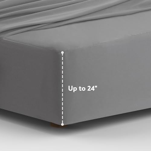 Magik & Kover Queen Sheet Set for Air Mattress - 4 Piece Queen Sheets Set Deep Pocket Up to 24 Inches - Soft & Breathable Air Mattress Sheets Queen Size with Extra Deep Pocket - Grey - Image 4