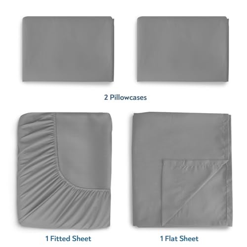 Magik & Kover Queen Sheet Set for Air Mattress - 4 Piece Queen Sheets Set Deep Pocket Up to 24 Inches - Soft & Breathable Air Mattress Sheets Queen Size with Extra Deep Pocket - Grey - Image 2