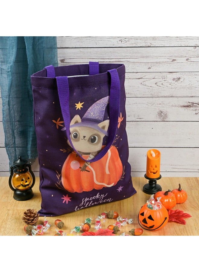 ATFUNSHOP Trick or Treat Bags Halloween Bags 3PACKS Cat Ghost Canvas Reusable Large Tote Bucket for Kids - Image 5