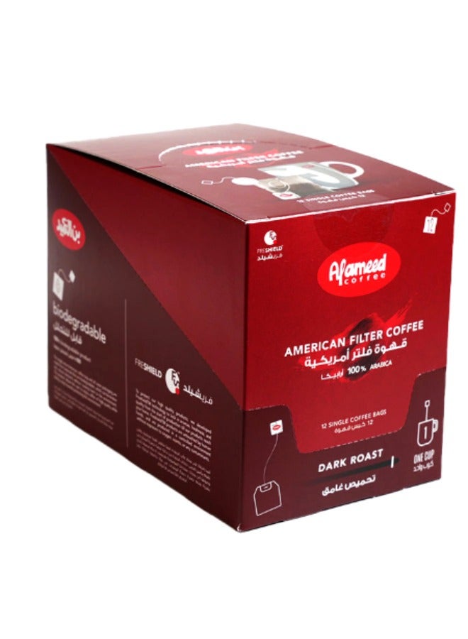 Al Ameed American Filter Coffee Dark Roast 12 Bags (14g)  - Image 1